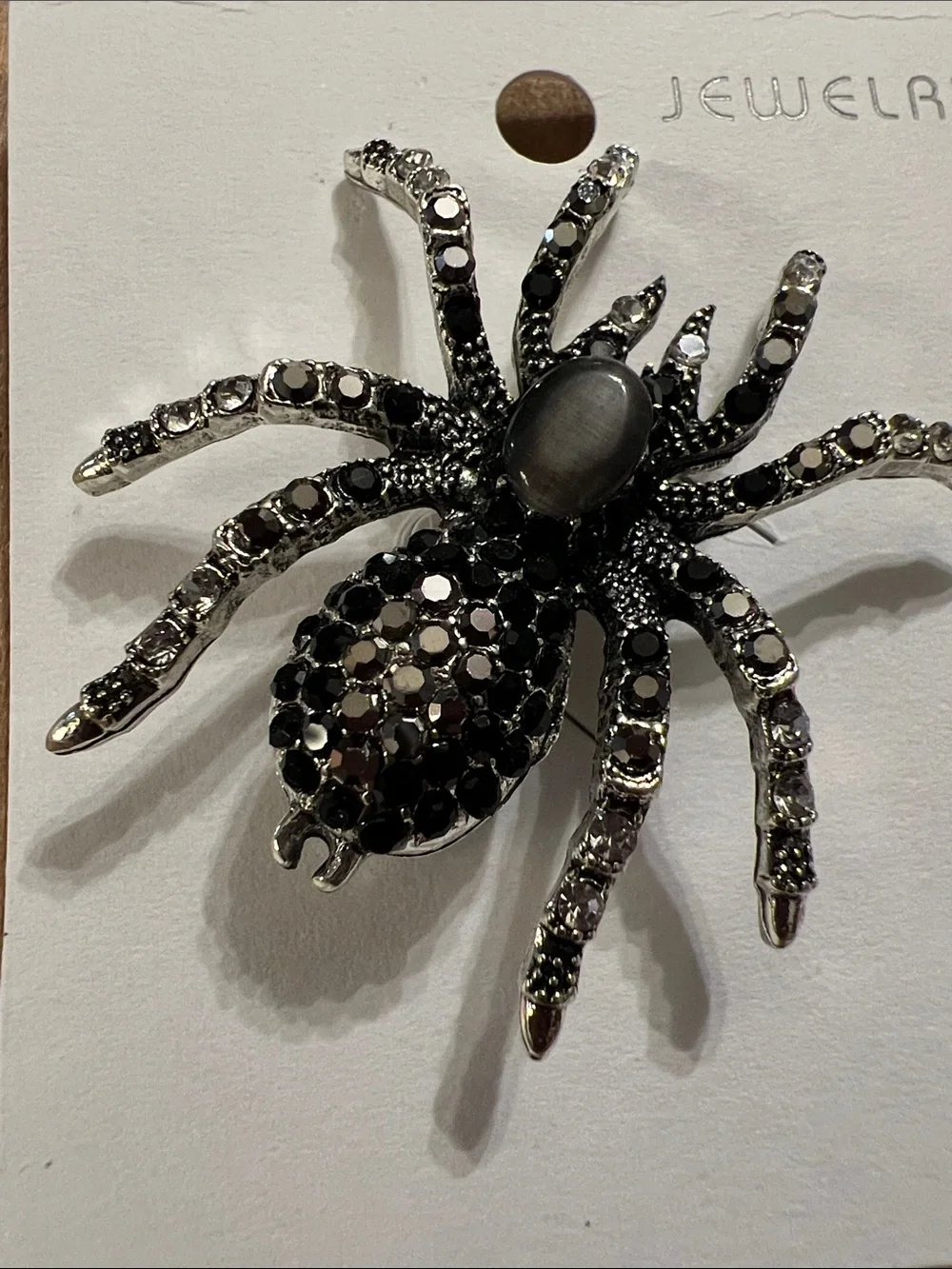 3/$18 Black Crystal Spider Brooch with Smoky Center Lot 6048
